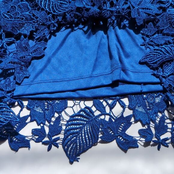 Cachet Sapphire Blue Lace Dress Large - Picture 8 of 14